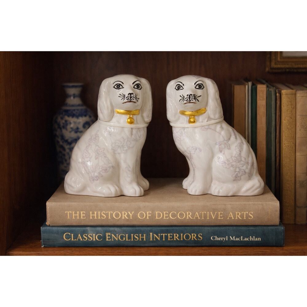 Artisan Market Staffordshire Dog Figurines Set of 2 Hand Painted Ceramic w/ Box